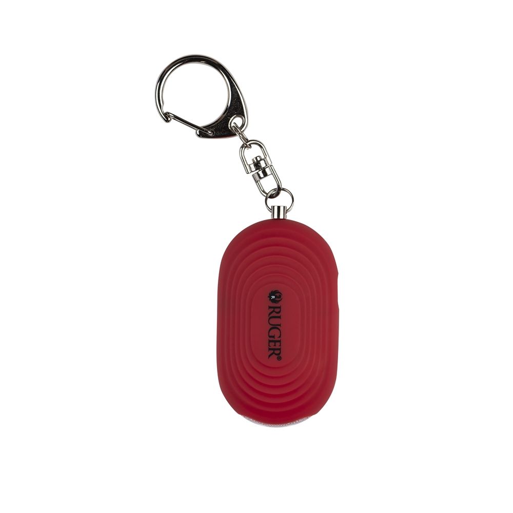 RUGER Personal Alarm Key Chain, LED Light, 130 dB, Red